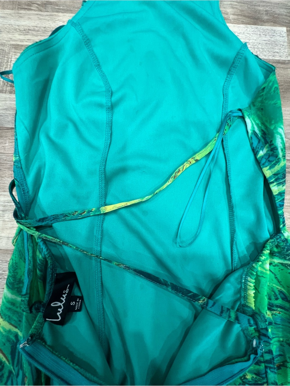 Lulu's Tropical Green Strapless Halter Gown - Picture 13 of 14
